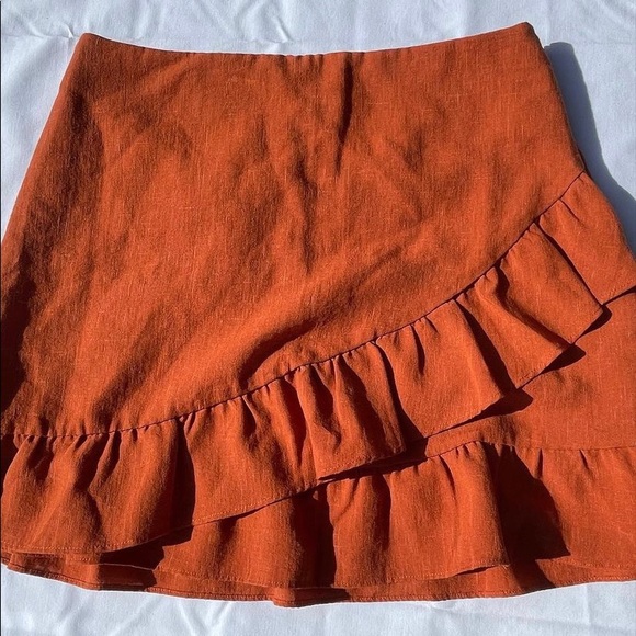 Rust Colored Express Ruffle Skirt - Picture 2 of 5